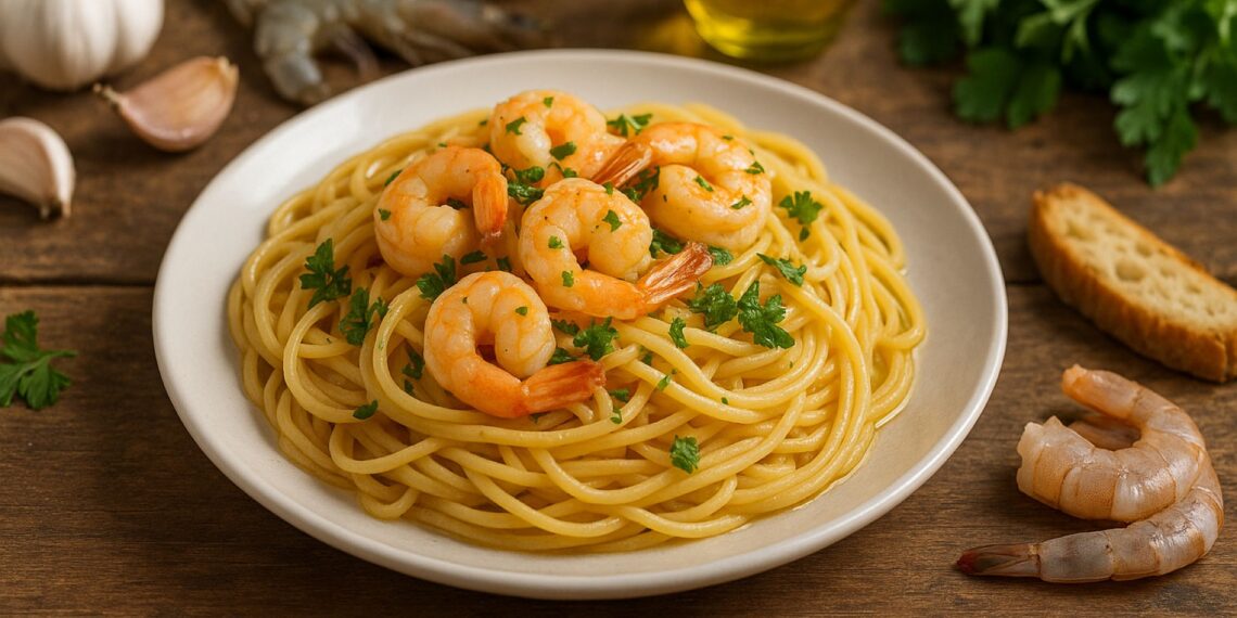 Espaguetis con Gambas