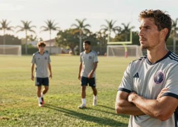 Luis Suárez observa el entrenamiento junto a Messi y Lamine Yamal en las instalaciones del Inter Miami