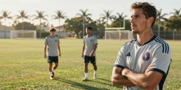 Luis Suárez observa el entrenamiento junto a Messi y Lamine Yamal en las instalaciones del Inter Miami