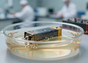 Batería de litio agotada sumergida en baño químico dorado en laboratorio de Cornell para restaurar su vida útil