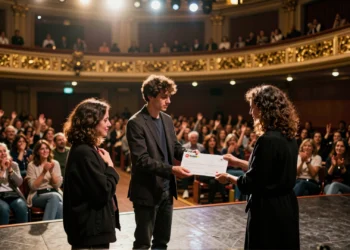 Creador de contenido dona su premio de 5.000 euros en directo entregando un cheque a una fundación infantil en Madrid
