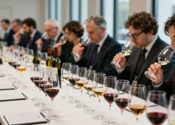 Jueces profesionales evaluando vinos en la sala de catas de los Decanter World Wine Awards 2026