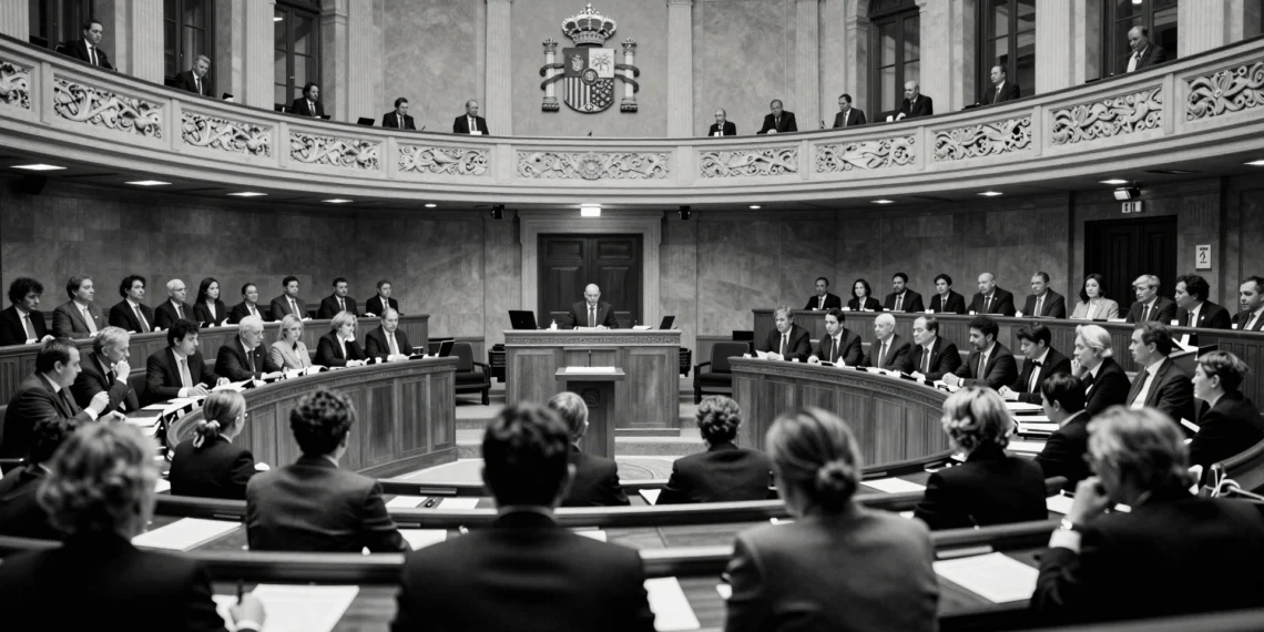Vista del hemiciclo del Congreso de los Diputados en Madrid durante una sesión plenaria con diputados debatiendo