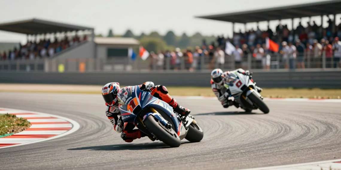 Jorge Martín lidera el Mundial de MotoGP 2026 trazando una curva a alta velocidad con rodilla en el asfalto