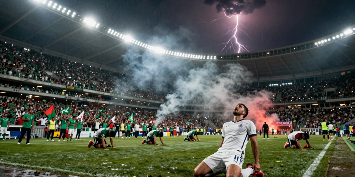 Jugador inglés de rodillas en el Estadio Azteca tras eliminar a México del Mundial 2026 ante 80.000 aficionados