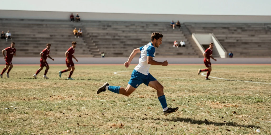 Aubameyang sprint en solitario con camiseta blanca y azul del Deportivo ante defensores del Lugo en amistoso de pretemporada