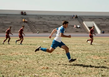 Aubameyang sprint en solitario con camiseta blanca y azul del Deportivo ante defensores del Lugo en amistoso de pretemporada