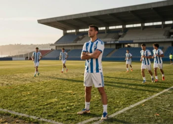 Delantero veterano observa el entrenamiento en el estadio del Deportivo de A Coruña durante la tarde