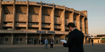 Estadio de Riazor al atardecer con aficionados del Deportivo de A Coruña ante una semana decisiva de fichajes