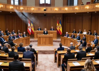Sesión plenaria en el Parlamento de Extremadura durante la aprobación del presupuesto récord sin enmiendas de la oposición