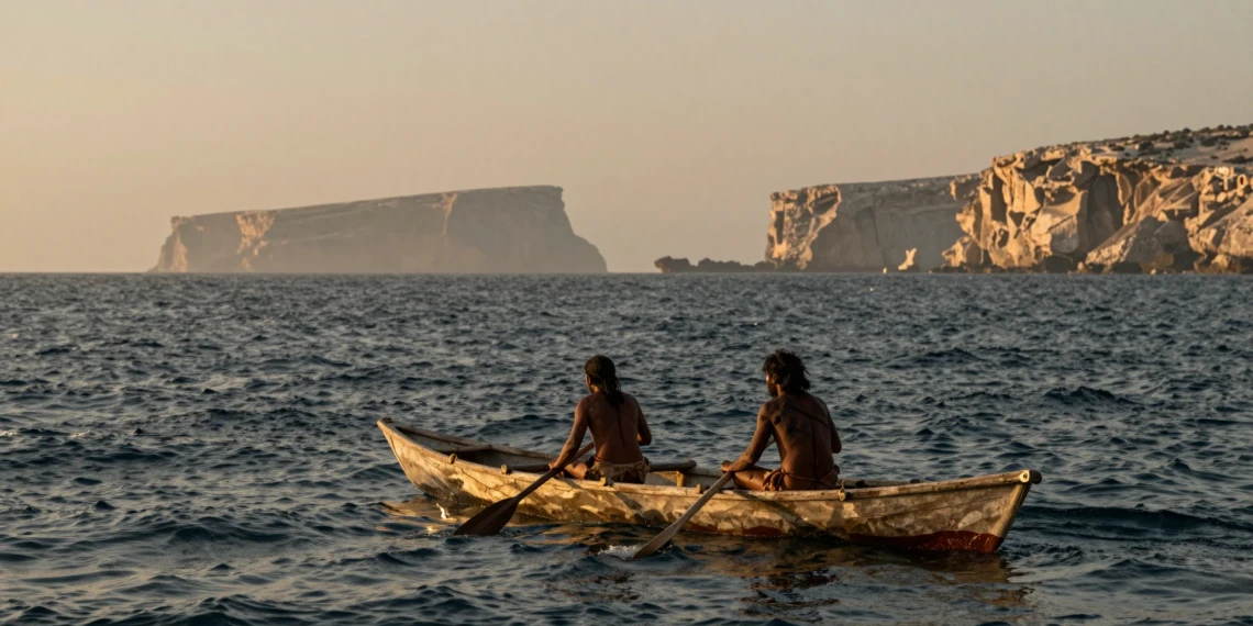 Cazadores-recolectores mesolíticos en canoa de madera cruzando el mar Mediterráneo hacia Malta hace 8.500 años