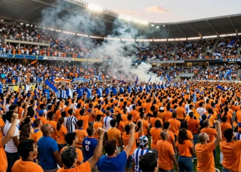 Marea naranja de protesta y aficionados de azul y blanco celebran el ascenso del Deportivo en Riazor