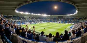Aficionados del Deportivo de La Coruña llenan Riazor con bufandas azul y blancas en el regreso del club a la élite
