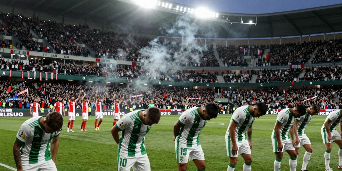 Jugadores del Córdoba CF cabizbajo tras perder el derbi ante el Granada CF en LaLiga Hypermotion